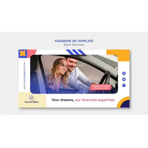 Flat design bank services facebook template