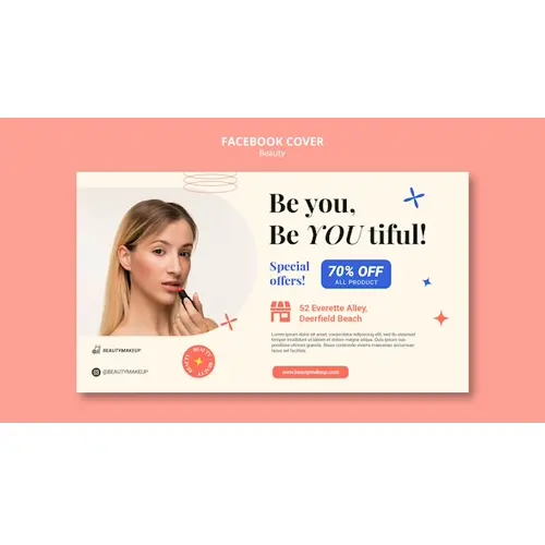 Flat design beauty products facebook cover template