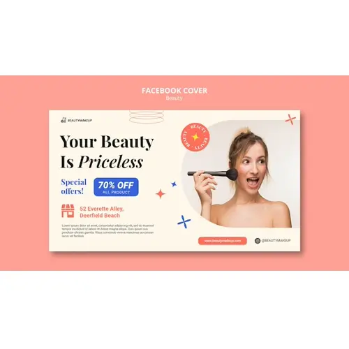 Flat design beauty products facebook cover