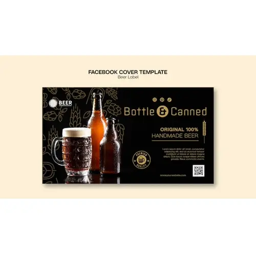 Flat design beer label facebook cover template