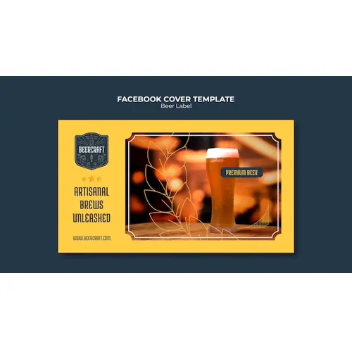 Flat design beer label facebook cover template