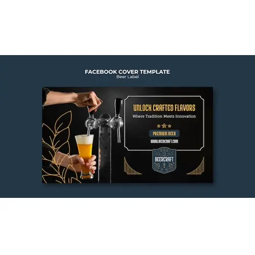 Flat design beer label facebook cover template