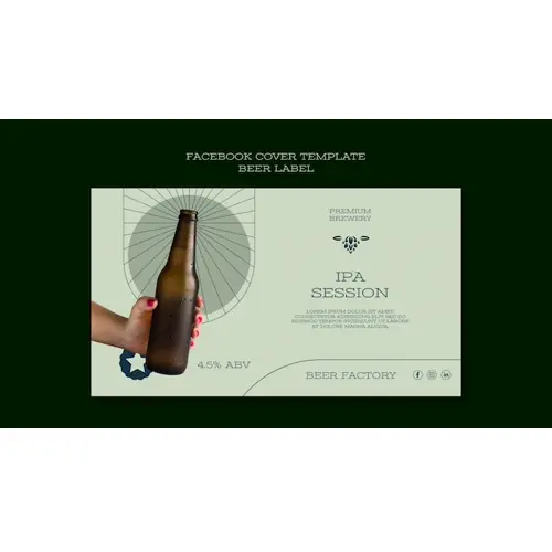 Flat design beer label facebook cover template