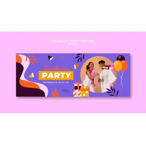 Flat design birthday celebration facebook cover