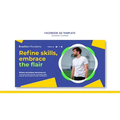 Flat design brazilian football facebook template
