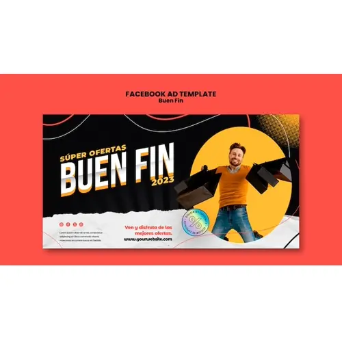 Flat design buen fin facebook template