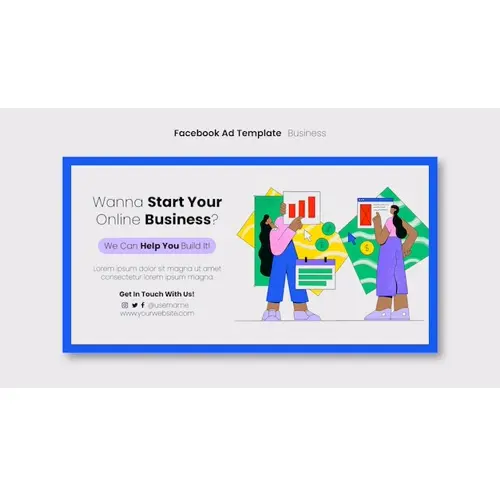 Flat design business facebook ad template