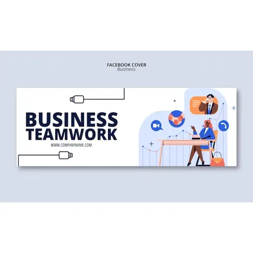 Flat design business facebook cover template design