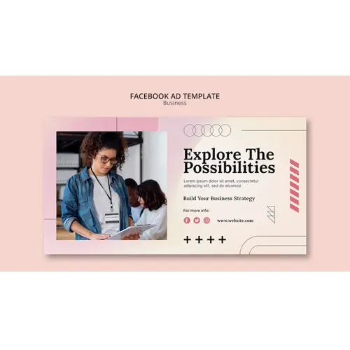 Flat design business solution facebook template