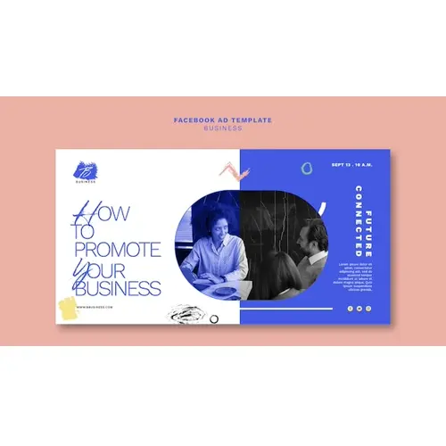 Flat design business strategy facebook template