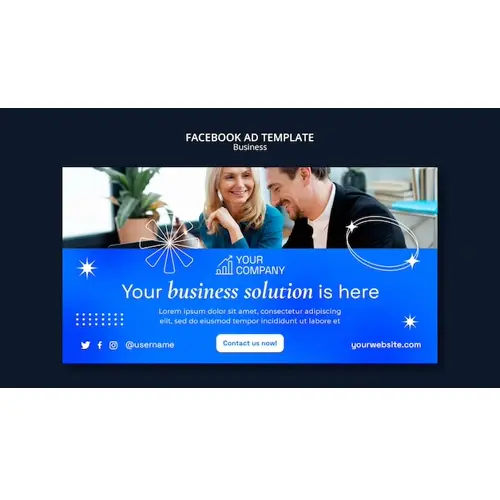 Flat design business strategy facebook template