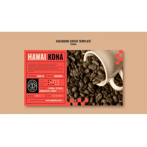 Flat design coffee label facebook cover