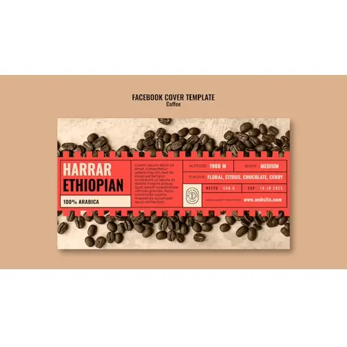 Flat design coffee label facebook cover