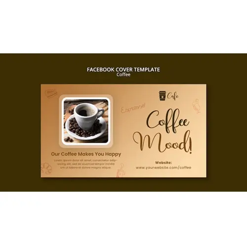Flat design coffee label facebook cover