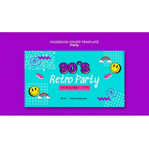 Flat design colorful party facebook cover template