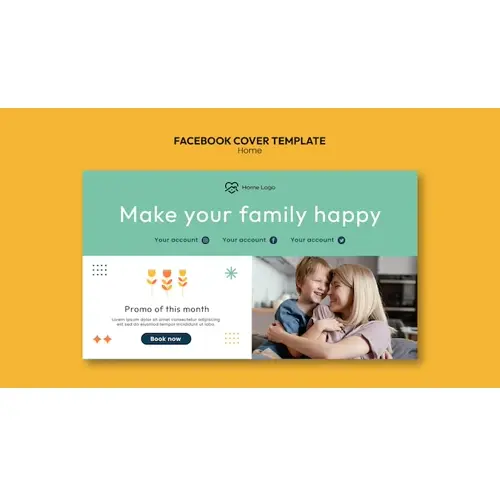 Flat design cozy home facebook cover