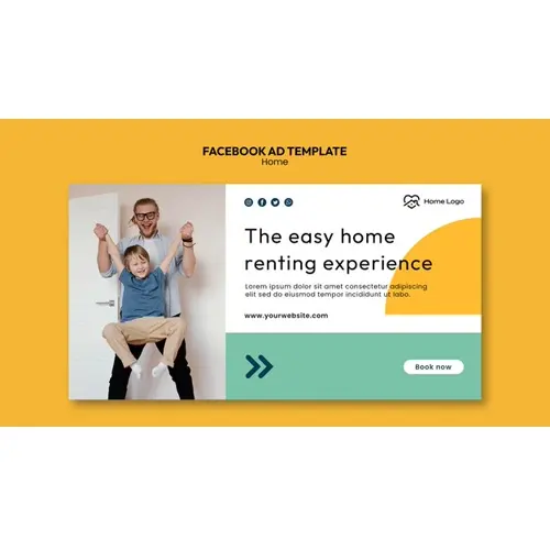 Flat design cozy home facebook template