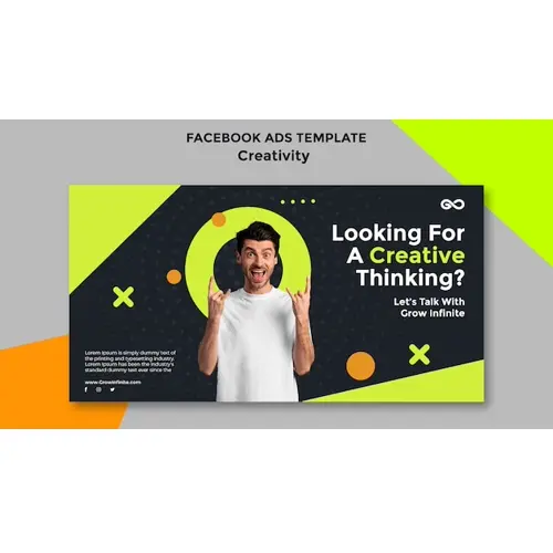 Flat design creativity concept facebook template