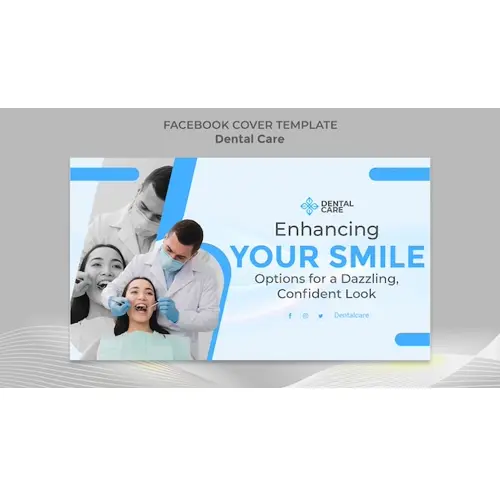 Flat design dental care facebook cover template