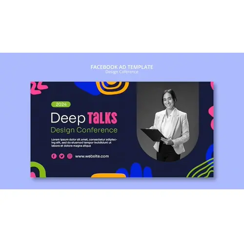 Flat design design conference facebook template