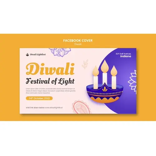 Flat design diwali celebration facebook cover