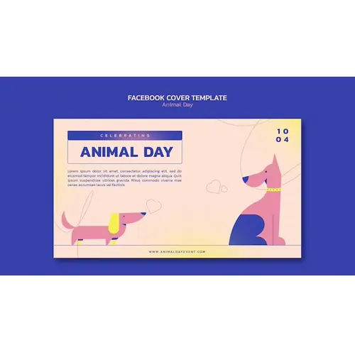 Flat design dog animal day facebook cover
