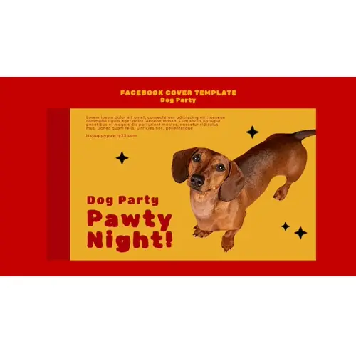 Flat design dog party facebook cover template