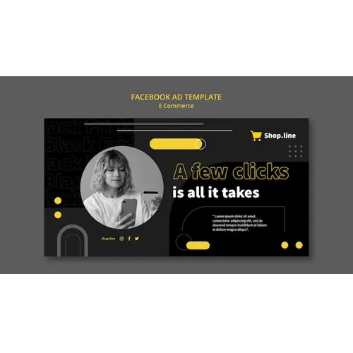 Flat design e commerce facebook ad template