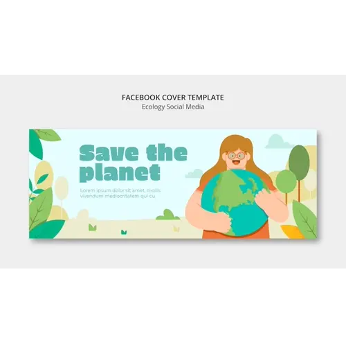 Flat design ecology concept facebook cover