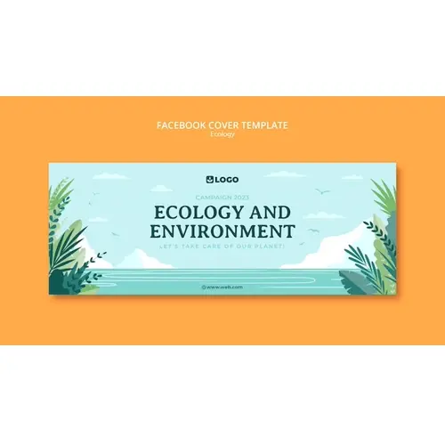 Flat design ecology facebook cover