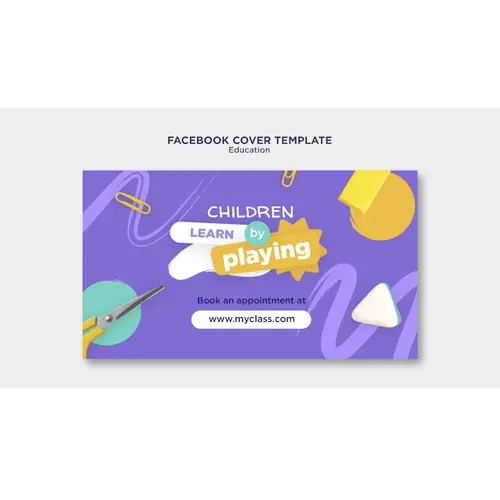 Flat design education concept facebook cover