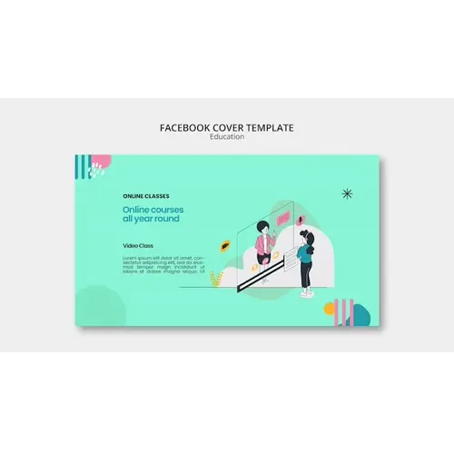 Flat design education concept facebook cover