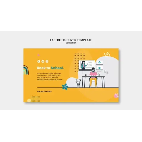 Flat design education concept facebook cover