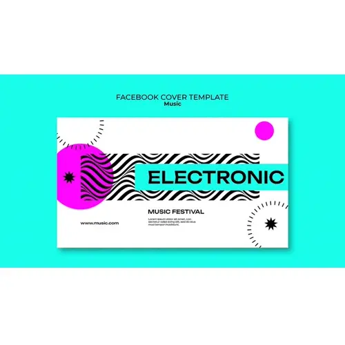 Flat design electronic music facebook cover