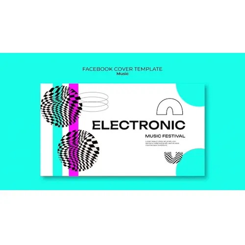 Flat design electronic music facebook cover