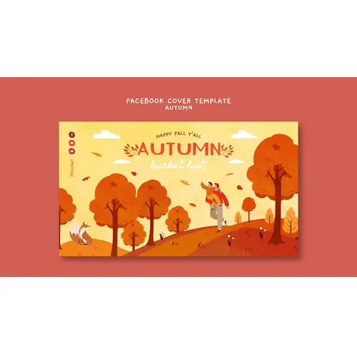 Flat design fall season facebook cover