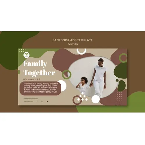 Flat design family celebration facebook template