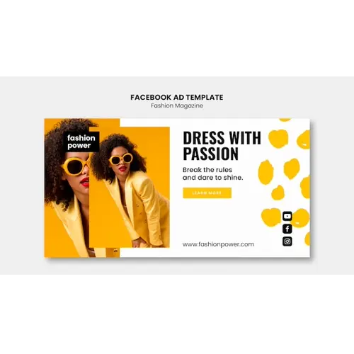 Flat design fashion magazine facebook template