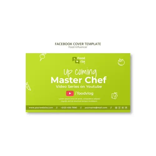 Flat design food influencer facebook cover template