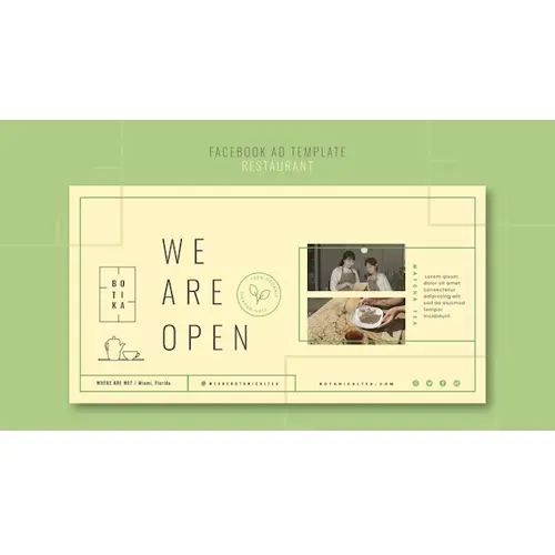 Flat design food restaurant facebook template