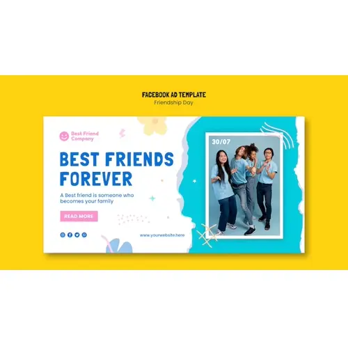 Flat design friendship day facebook template