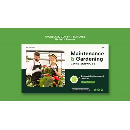 Flat design gardening facebook cover template