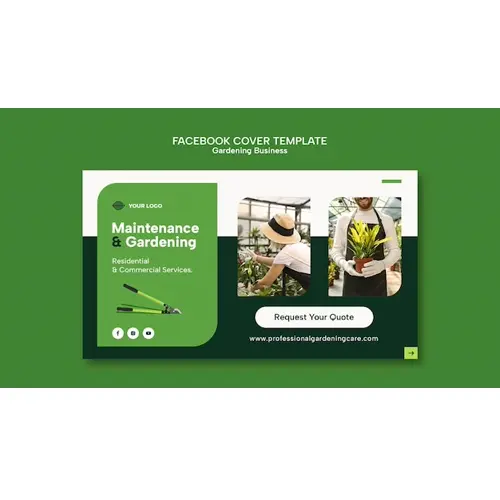Flat design gardening facebook cover template