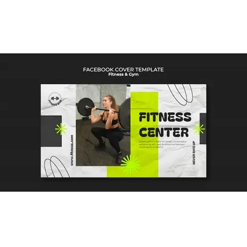 Flat design gym training facebook cover template