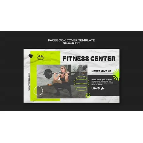 Flat design gym training facebook cover template