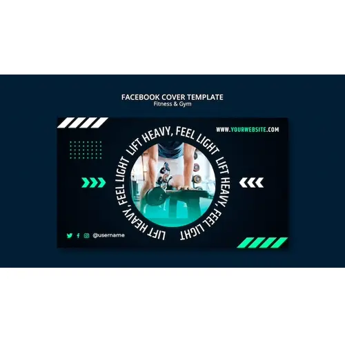 Flat design gym training facebook cover template