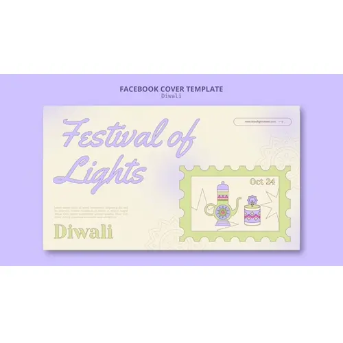 Flat design happy diwali facebook cover