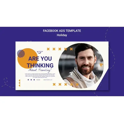 Flat design holiday adventure facebook template