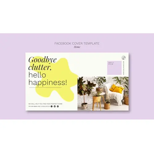 Flat design home design facebook cover template