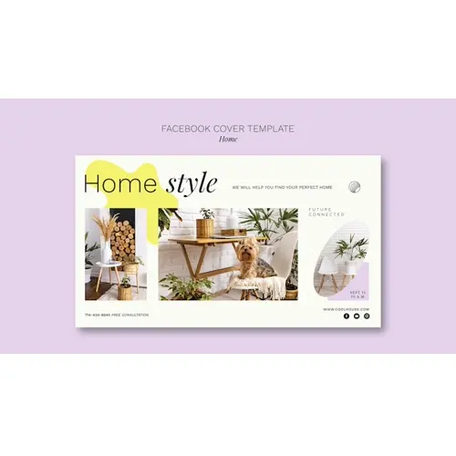 Flat design home design facebook cover